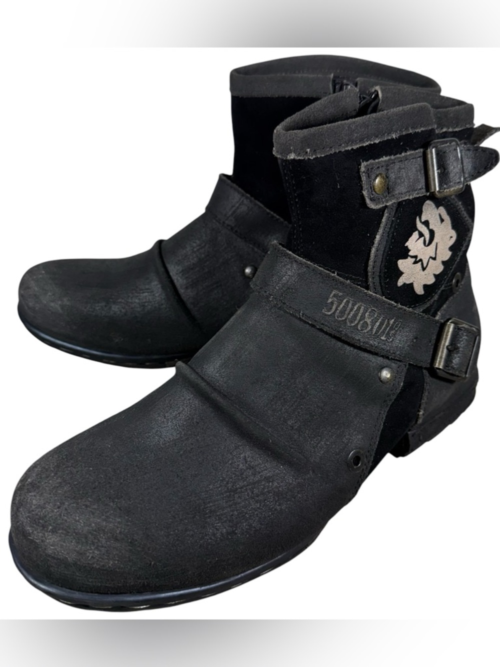Otto Zone Genuine Leather Men's Ankle Boots Motorcycle Biker Zip Up Boot Size 9